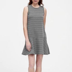 Banana Republic Gray Striped Drop Waist Dress Sz L